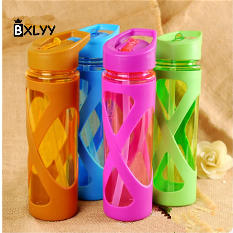 BXLYY 580ML Easy To Carry Sports Water Bottle Straws To Drink Outdoor