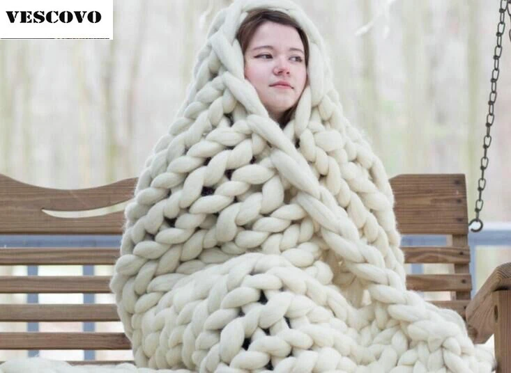 

1.8kg 100cm*120cm Super Thick Hand knitting wool Chunky blanket