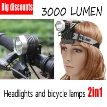 2-в-1 Водонепроницаемый фара головного света XML-T6 Спорт на открытом воздухе фара переднего bikelight& 4*18650 Батарейный блок работает+ Зарядное устройство