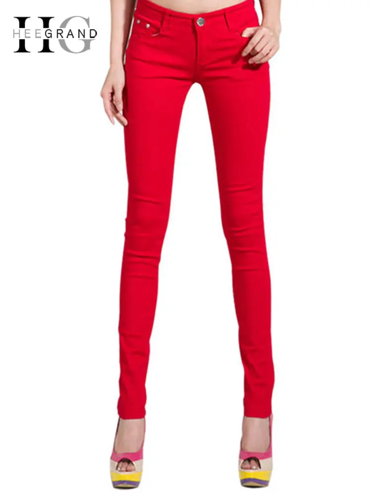 HEE GRAND Women’s Candy Pants 2018 Pencil Jeans Ladies Trousers Mid Waist Full Length Zipper Stretch Skinny Women Pant WKP004