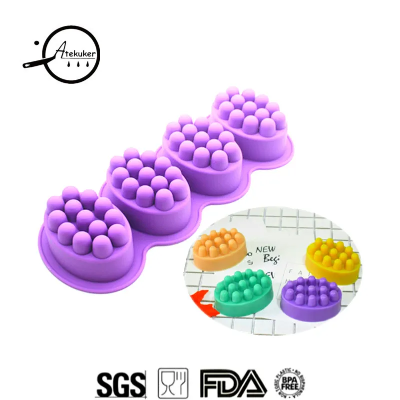 

Atekuker Oval Toothed Shape Silicone Mold For Soap Handmade Silicone Form For Soap Making DIY Soap Form