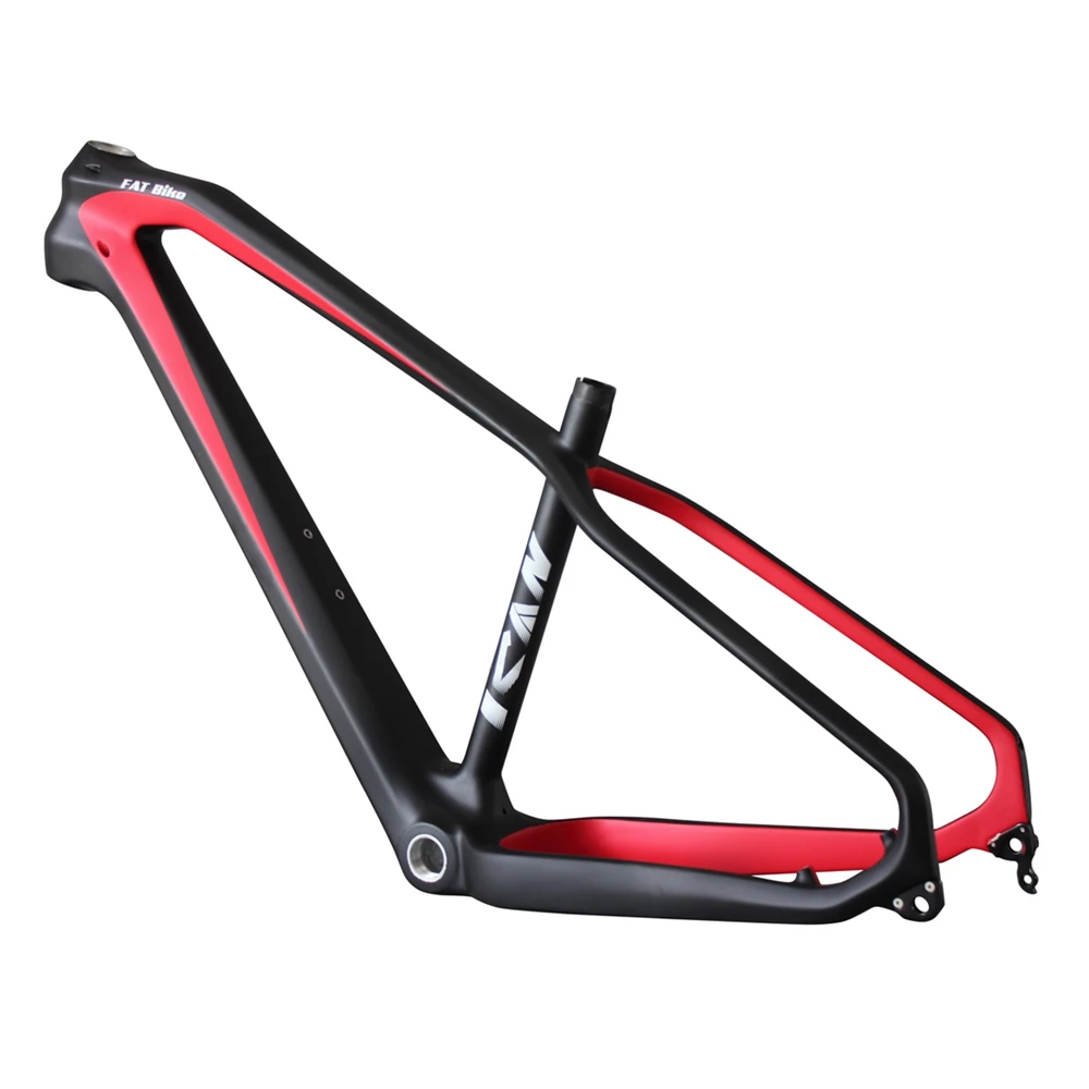 Discount 26er carbon fat bike frame 197mm rear space fat bike carbon frame UD matt Red color with ican brand 17/19 inches SN02 11
