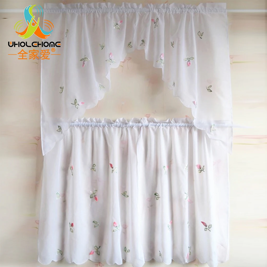 

4PCS/Lot Roman Curtain Floral Printing Sheer Window Valance Coffee Half-curtain Home Drapes Panel For the Kitchen Living Room