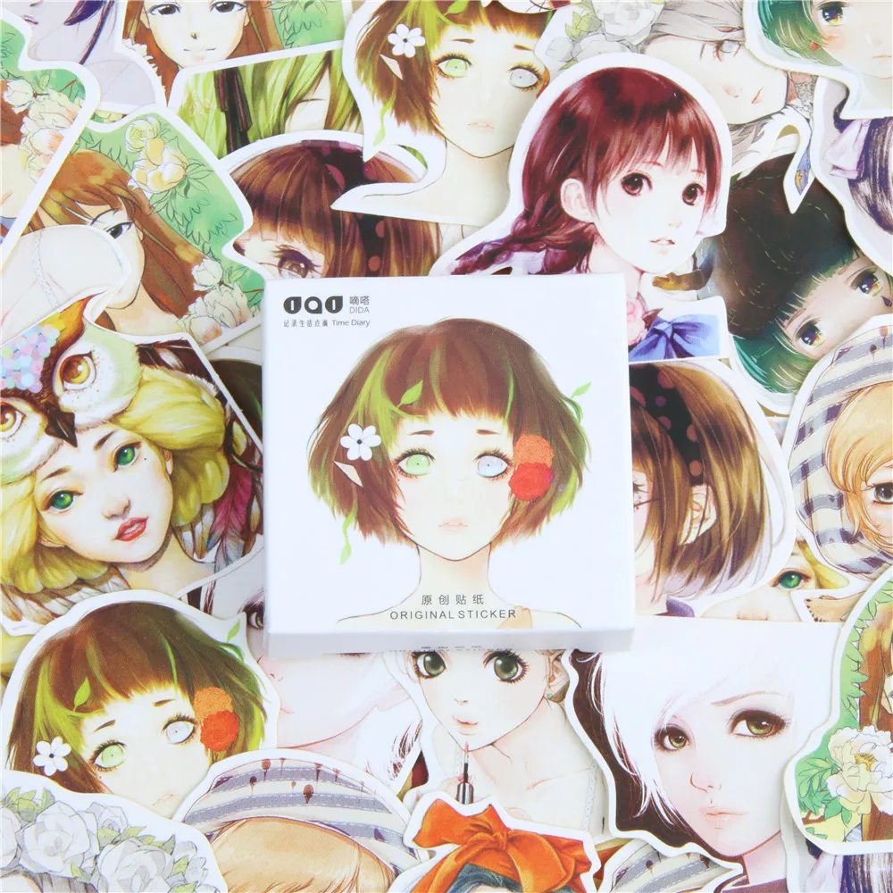 

45 Pcs/box Cute Kawaii Girl Papers Toys Stickers Flakes Romantic Love For Diary Decoration Diy Scrapbooking Sticker