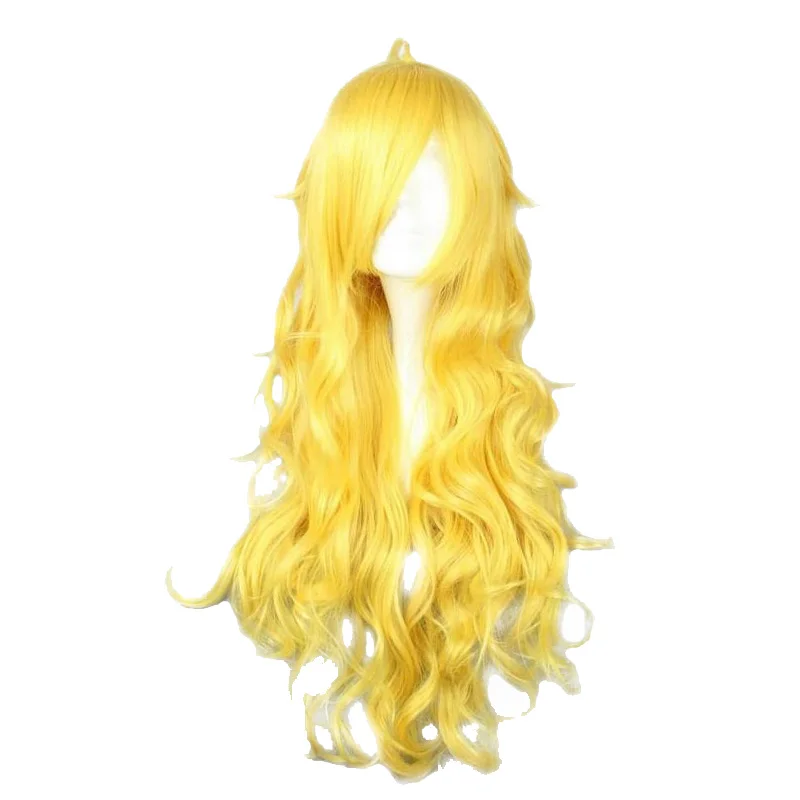 MCOSER 80 см длинные волнистые синтетический желтый цвет косплей парик Высокая температура волокна волос WIG-011D