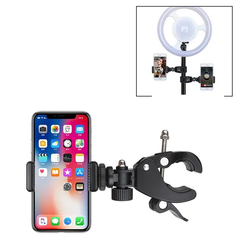 Mobile Phone Anchor Live Broadcast Support Multifunctional Motorcycle Self Cycling Navigation Phone Rack Clip Vertical Rotation (1)