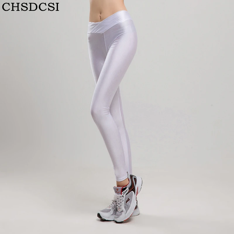 Chsdcsi mujeres calientes Leggings elástico cómodo surper estiramiento fluorescente deporte legging entrenamiento pantalones aptitud Pantalones leggins