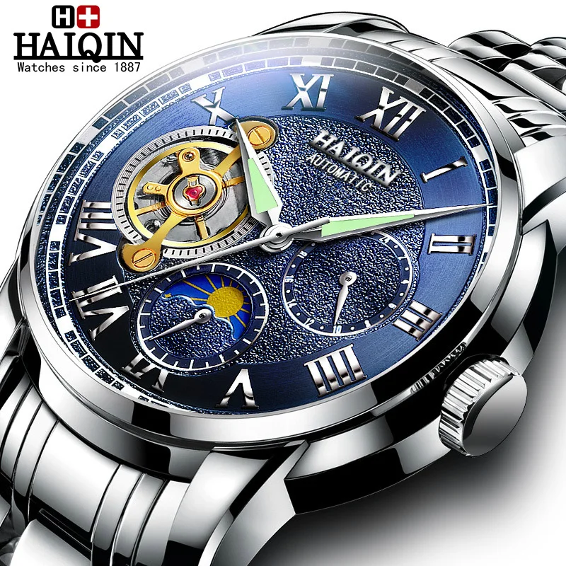 

HAIQIN Men's Watches Brand Luxury Mechanical Male Watches Automatic Tourbillon Fashion Military Clock Men Wristwatch Relojes Man