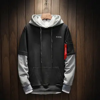 

Cool Sweatshirt Men Hip Hop patchwork Long Sleeve Pullover Hoodies 2018 Sweatshirt hoodies Men high quality m-5xl