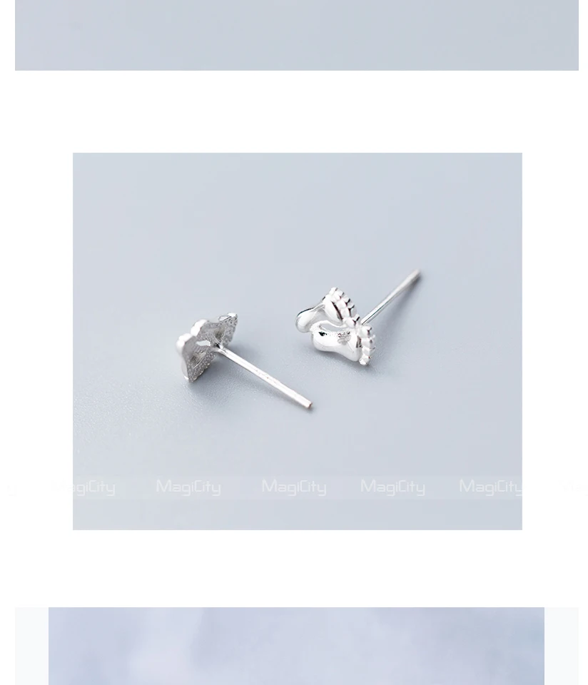 100% 925 Sterling Silver Petite Plain Feet Stud Earrings for Women Silver Small Earrings Fine Jewelry brincos oorbellen kinderen (3)