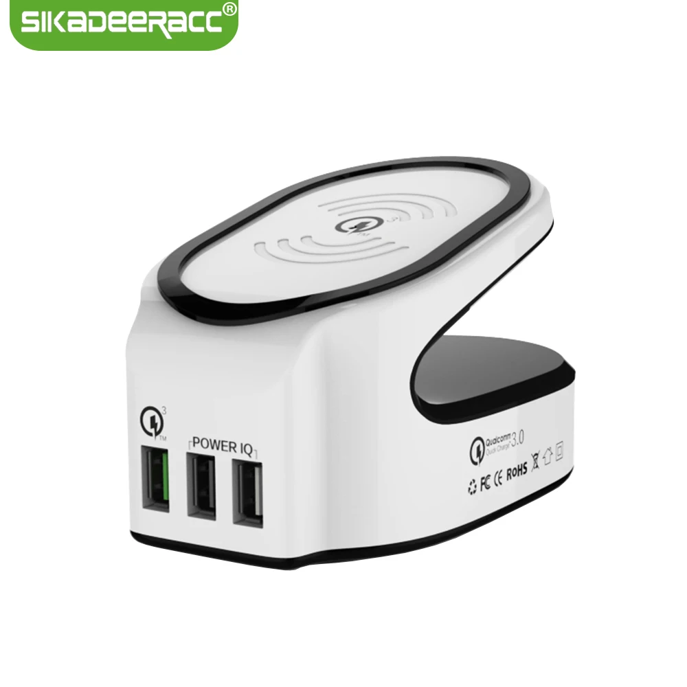 

JK71 QC3.0 3 USB Qi Wireless Charger Dock For iPhone 6 7 Plus 8 Plus X Samsung Galaxy S8 Plus S7 Edge S6 Mobile Phone Charger