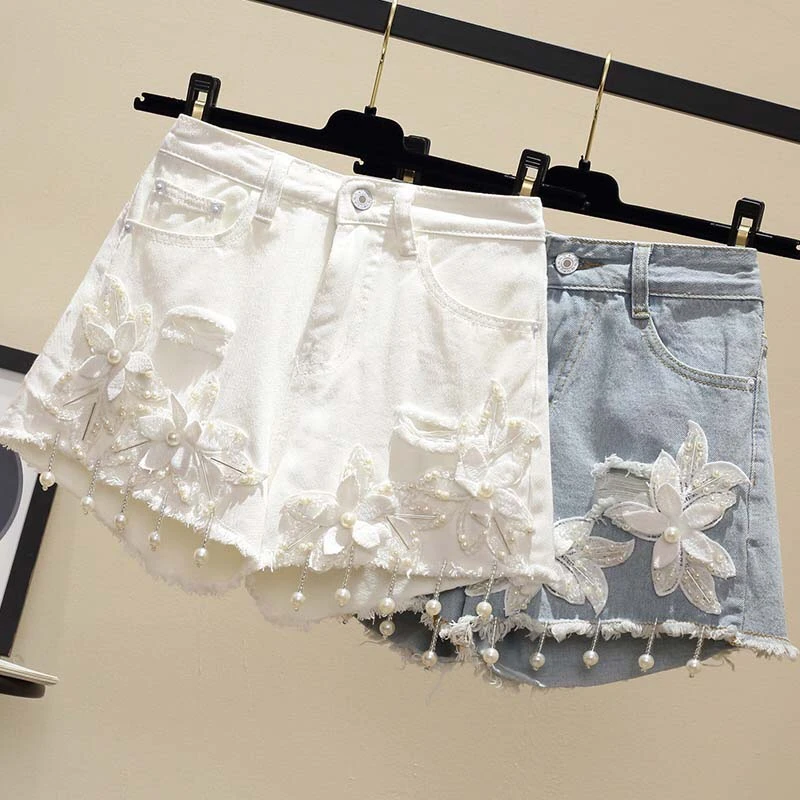 Short blanco de jean Clearance