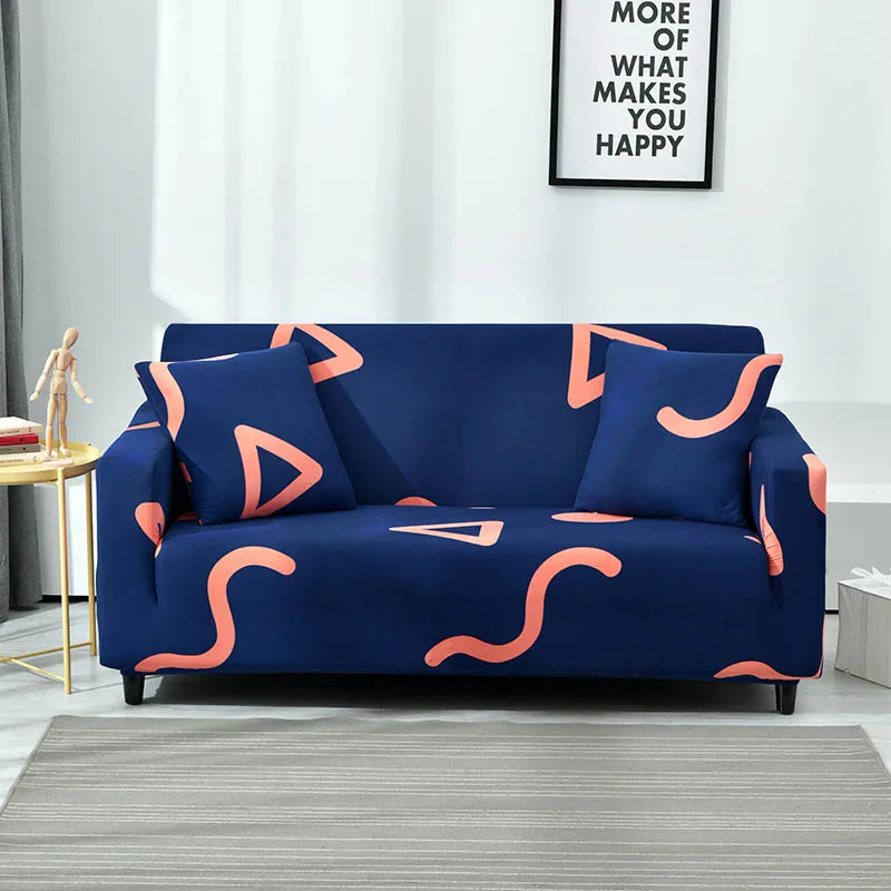 Печать Чехлы для диванов спандекс эластичный стрейч диван украшения подушки для Гостиная для 1/2/3/4-seater диван мебель протектор - Цвет: Dark Blue