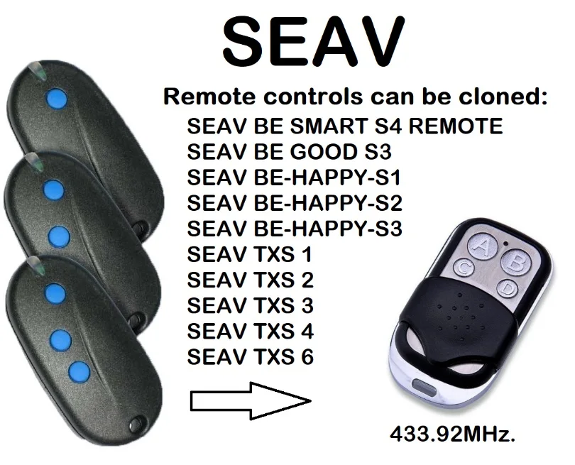 

5pcs SEAV BE-HAPPY-S1/S2/S3 Remote Control Duplicator 433.92MHz Fixed Code copy