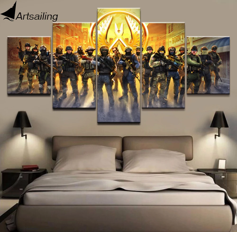 Buy 5 piece canvas painting counter Strike game HD