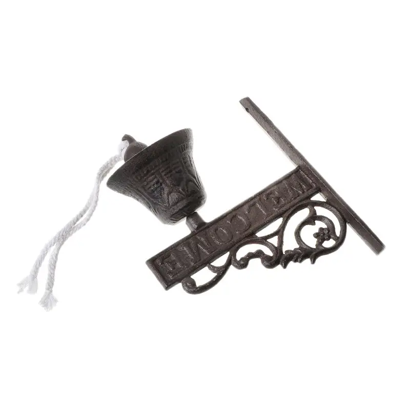 Nordic style brown Vintage Metal iron door wall mounted Welcome cast wireless doorbell porch garden decoration Nordic style brown Vintage Metal iron door wall mounted Welcome cast wireless doorbell porch garden decoration