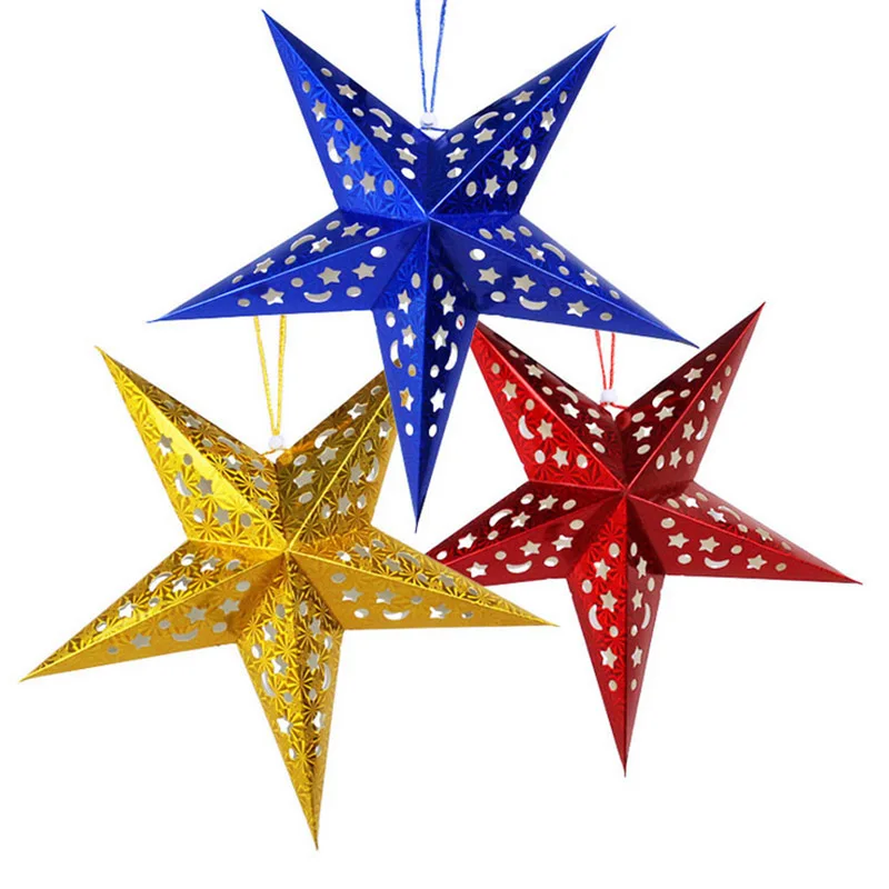 Christmas Star Decorations Christmas Party Tree Laser paper Star String