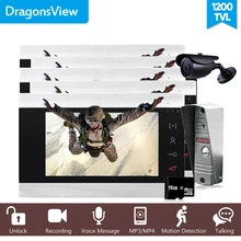 Dragonsview 7 дюймов цветной видеодомофон проводной видео дверной звонок 1200TVL видеодомофон панель ввода домофон Kt для личного дома