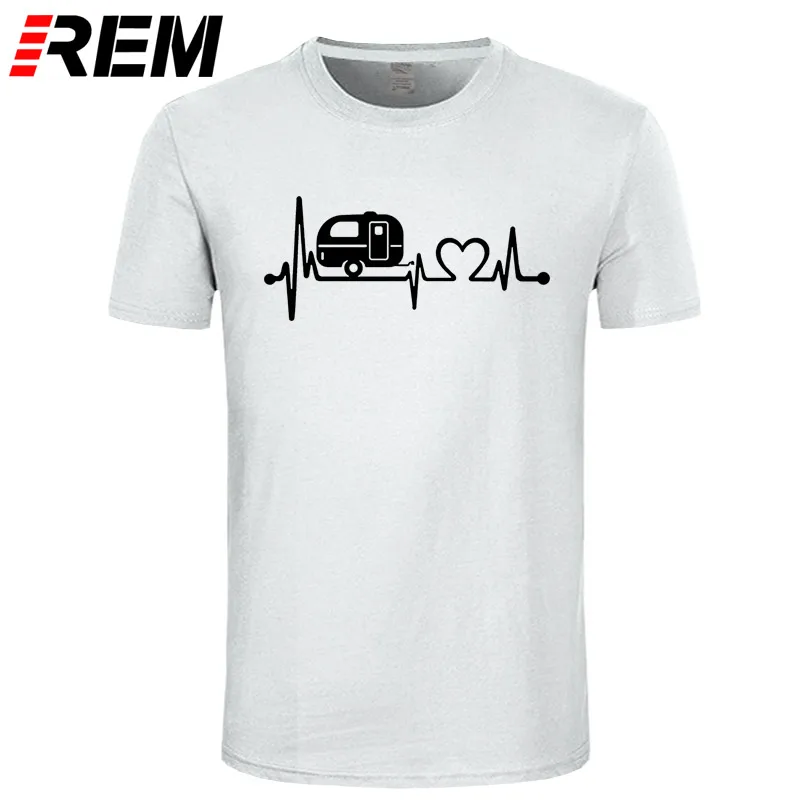 REM, горький кофе, новые летние хлопковые мужские футболки, топы, футболки с короткими рукавами, Camper, для путешествий, Hiker, Camper, Heartbeat, футболка - Цвет: white black