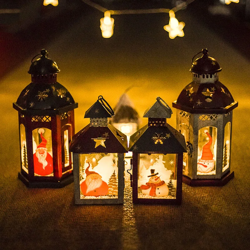 

2019 Christmas LED Light Decoration Candlestick Pendant Christmas Mini Table Lamp Decor Ornaments Navidad Children Gift Snowmen