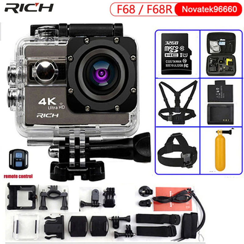 Ultra HD Action Camera F68R 4K 24FPS Novatek 96660