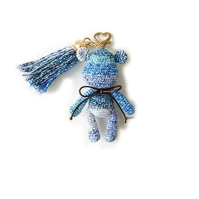 Hand knitted Violent Bear Plush toy animal bear Keyring Cartoon Doll Bear Gifts Plush bear toy key chain  Plush key chain