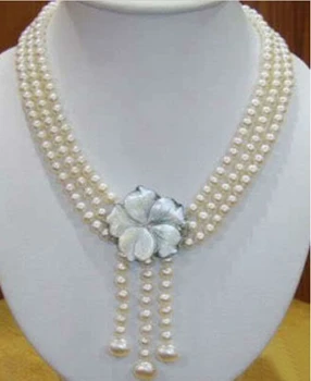

Wonderful!7-8MM 3Strds white Akoya Pearl Necklace