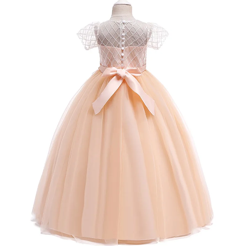 Новое Пышное вечернее длинное платье принцессы платья для первого причастия элегантное розовое платье с цветочным узором для девочек