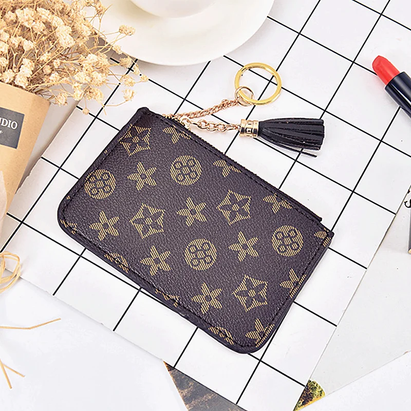

2019 New Arrival Famous Brand Women's Short Wallet Simple Print Tassel Zipper Coin Purse Card Wallet