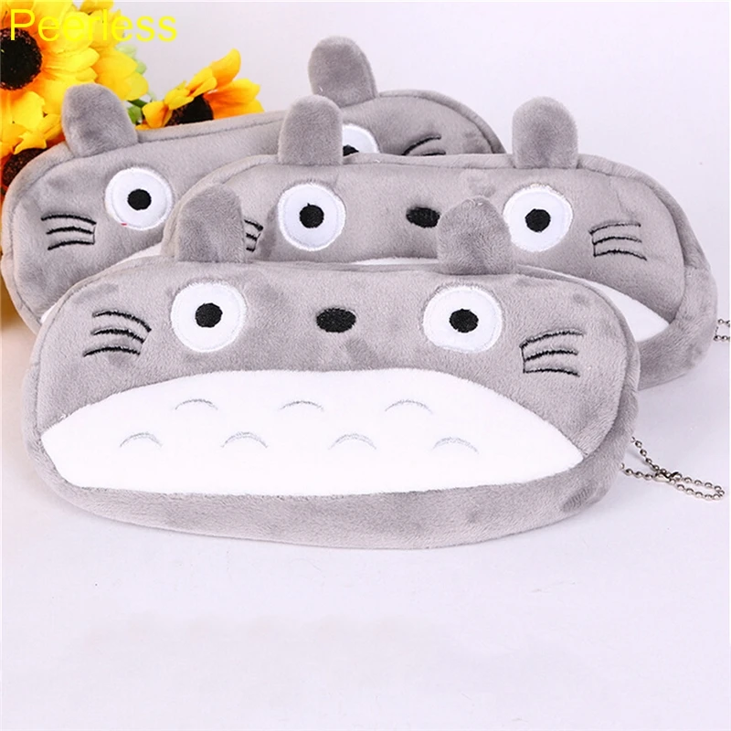 

Peerless 1pcs Kawaii Japan Totoro plush cartoon pen pencil case stationery Large pencil box School Supplie Stationery bag