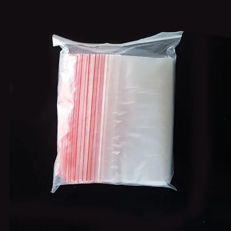 100 шт Пластиковые полиэтиленовые пакеты сцепление самостоятельно многоразовый уплотнитель пакет со струнным замком сумка органайзер разное водонепроницаемое уплотнение хранения прозрачный пакет