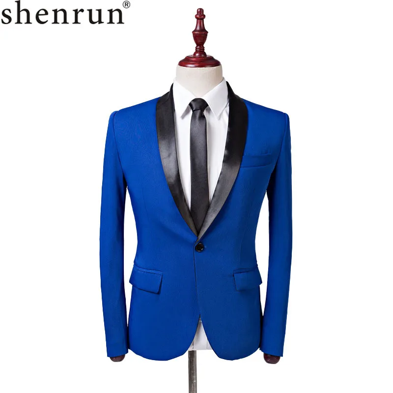 Shenrun мужской костюм куртка Повседневная мода королевский синий смокинг Slim Fit шаль лацкан мужской блейзер Свадебные деловые куртки костюм для вечеринки