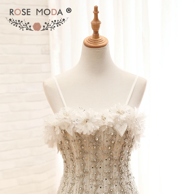 Роза Moda Роскошные Кристаллы для свадебного платья полностью вышитое бисером Свадебное бальное платье плюс размер арабские подвенечные платья