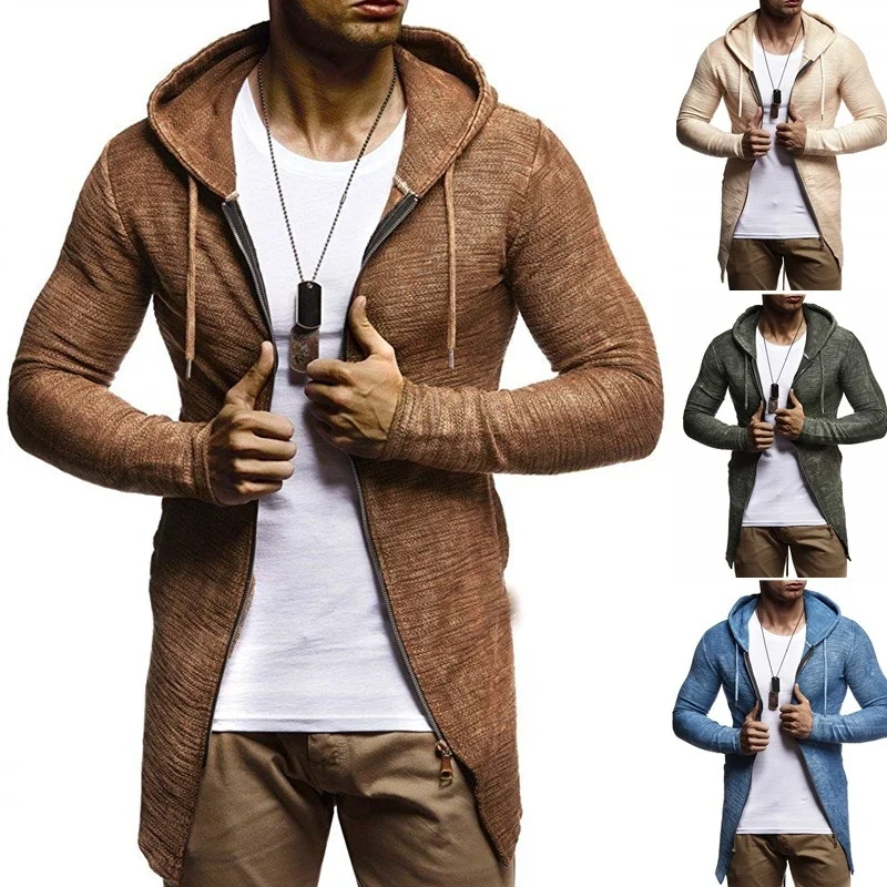 

ZOGAA Men's Hooded Sweater Jacket Slim Fit Cardigan Long Sleeve Winter Knit Hooded Jacket Hip Hop Streetwear Man's Sweaters