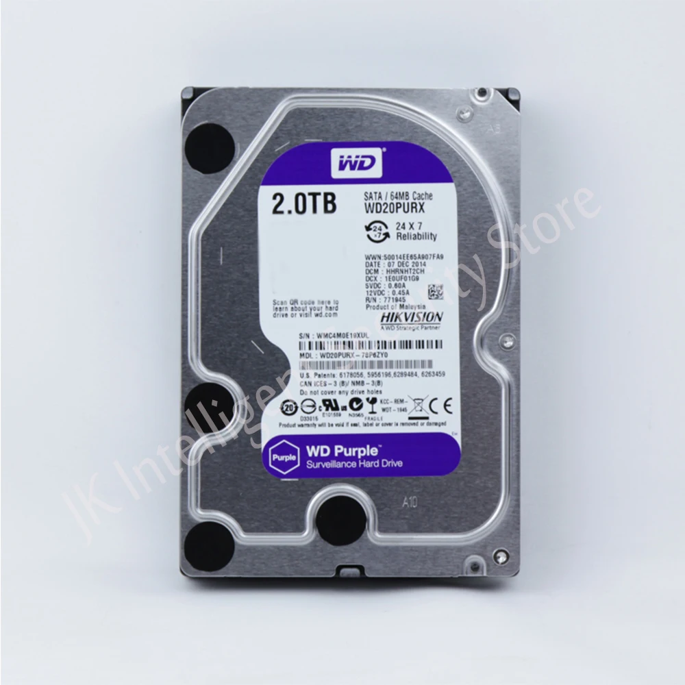 Hikvision Мониторы Выделенный жесткий диск 2 ТБ WD purple 2000 ГБ HDD для NVR DVR ds 7608ni e2/8 P i2/8