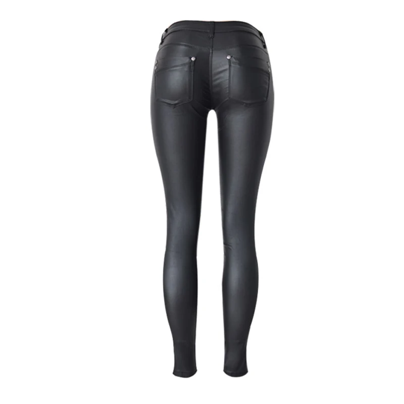 С низкой талией, женский черный сексуальный кожаный брюки уличная эластичная искусственная кожа брюки женские узкие сильно облегающие джинсы Брюки Карандаш корейский