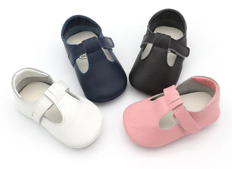 2020 t-bar style en cuir véritable bébé mocassins chaussures en caoutchouc dur semelle bébé chaussures nouveau-né premier marcheur infantile chaussures