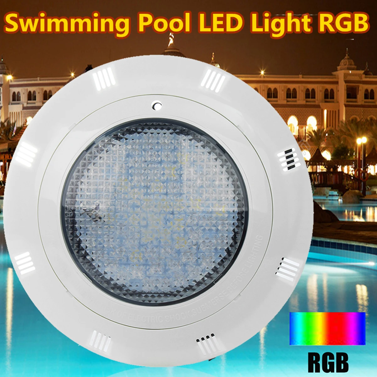 

1PC 12V 60W IP68 7 Color RGB Swimming Pool Underrwater LED Light 60pcs LED Lighting with Remote Control