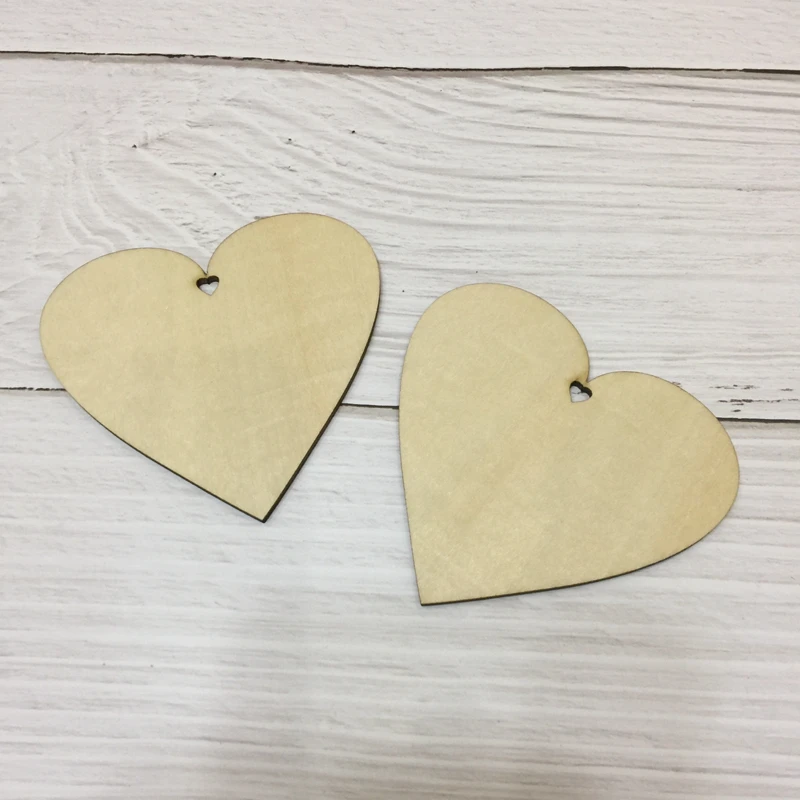 

50xlaser cut Свадебное Сердце Подвеска деревянная бирка
