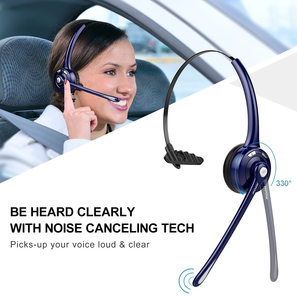 Mpow MBH15 Pro Дальнобойщик Bluetooth гарнитура на ухо Беспроводная наушники с микрофоном