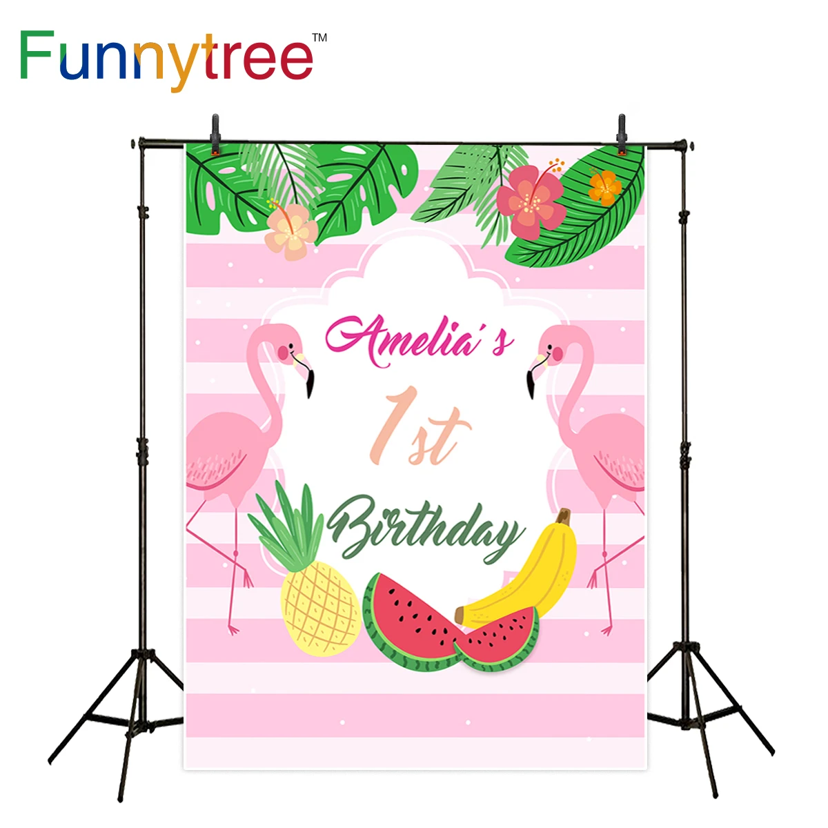 CSFOTO 5x5ft Background for Pink Flamingo Birthday Party Decoration Photography Backdrop Pink Striped Tropical Summer Flower Celebration Children Kid Adult Photo Studio Props Polyester Wallpaper CSFOTO 5x5ft Background for Pink Flamingo Birthday Party Decoration Photography Backdrop Pink Striped Tropical Summer Flower Celebration Children Kid Adult Photo Studio Props Polyester Wallpaper