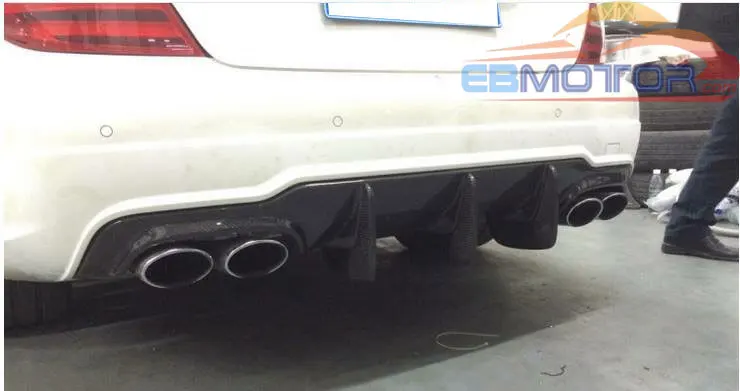 BIG FINS REAL CARBON FIBER REAR LIP DIFFUSER for Benz W204 C63 AMG 11-14