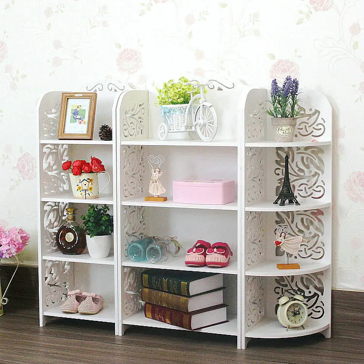 Bookshelf European Multi Floor Storage Rack Bathroom Carving
