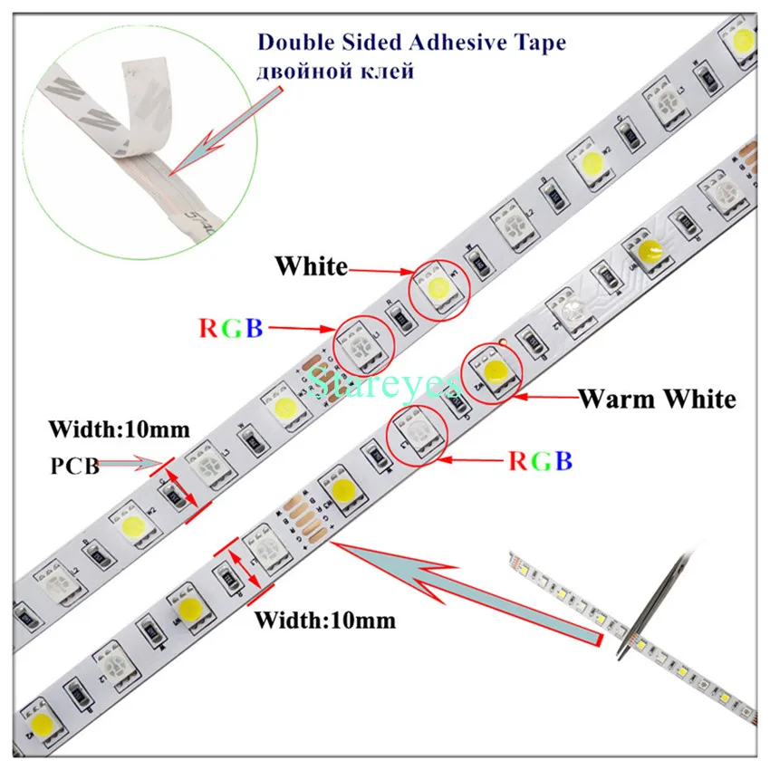 1 комплект 5 м 10 м SMD 5050 RGBW/RGBWW IP20 IP65 Водонепроницаемый светодиодный лента Светодиодные ленты светильник+ 40 комплект поставки пульта дистанционного управления+ 3A/6A адаптер