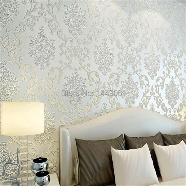2017 Papel De Parede Paper Roll Mural Luxury Flock Non Woven Glitter 2017 Papel De Parede Paper Roll Mural Luxury Flock Non Woven Glitter Metallic Silver Damask Design Textured Wallcoverings Wall In Wallpapers From Home