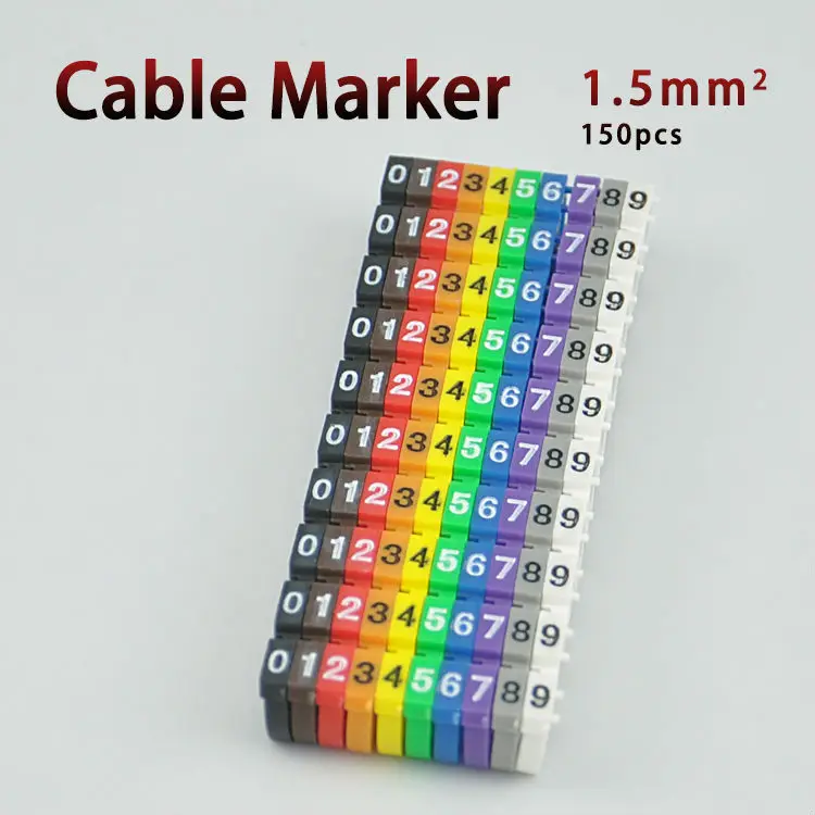 150PCS Cable Marker For 1.5 sqmm Colored Number 0 to 9 Each 15pcs Distinguish Wires Free Shipping