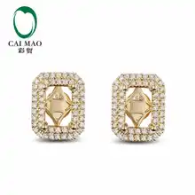 Caimao с полукреплением Изумрудное кольцо настройки& 0.45ct АЛМАЗ 14k желтого золота драгоценных камней украшения для помолвки