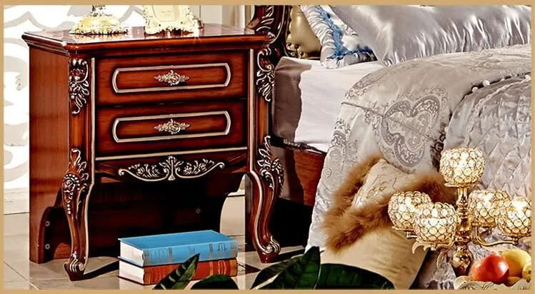 Современная Европейская кровать из цельного дерева модная резная 1,8 м кровать французская мебель для спальни 6592