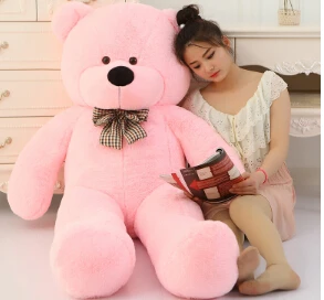 [60-120 см, 5 цветов] гигантский плюшевый медведь большого размера, плюшевые игрушки, мягкая игрушка по низкой цене, детские игрушки, подарки на день рождения, Рождество - Цвет: Розовый