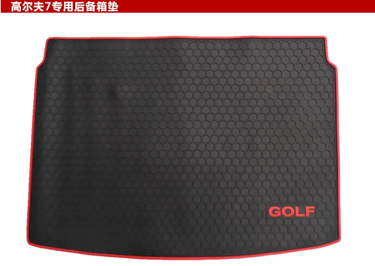 Black With Red Line And Golf Logo Rubber Car Floor Mats Back